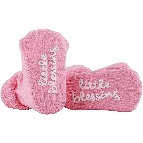 Stephan Baby Non-Skid Socks with Inspirational Phrases, Little Blessing, Pink, Fits 3-12 Months