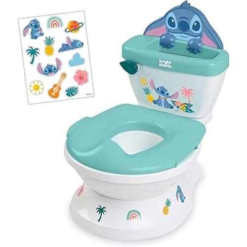 Bright Starts Disney Junior Stitch My Size Potty Training Toilet, Toddler Potty Chair with Flushing & Cheering Sounds, Removable Seat with Splash Guard & Handles, Ages 18+ Months, Up to 50 lbs