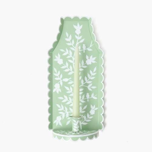 Green Chinoiserie Tole Candle Sconce