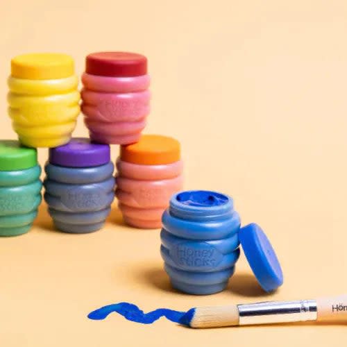 Honeysticks Children's Non-Toxic Finger Paint Set for Toddlers, Eco-Friendly & Washable, 6 Colors
