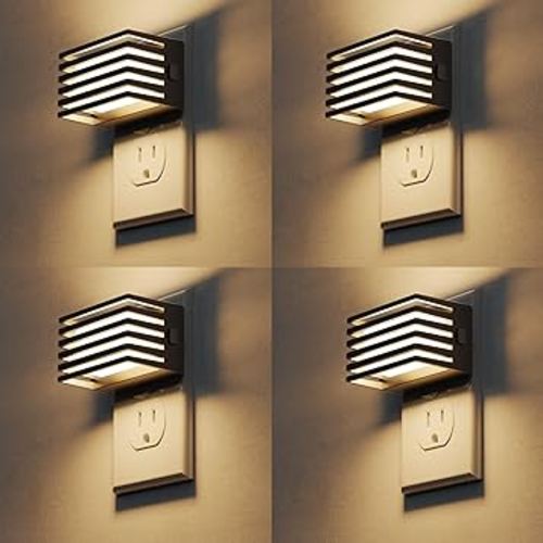 L LOHAS LED Night Lights Plug into Wall, [4 Pack] Modern Night Light with Dusk to Dawn Sensor, Dimmable Plug in Night Light, Adjustable Brightness, 3000K Soft White for Bedroom Bathroom Hallway