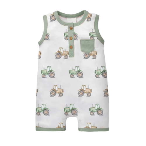 Baby Onesies For Baby Boy Bodysuits Girls Sleeveless Cartoon Prints Tops Vest Jumpsuit Outfit One Piece Romper Light Green 0-3 Months