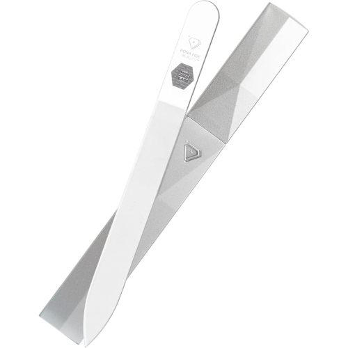 Bona Fide Beauty Czech Glass Nail Files for Natural Nails (Clear) - 1Pc Crystal Nail Filer, Nano Glass File with Case Handcrafted in the Czech Republic