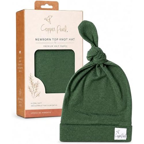 Copper Pearl Baby Beanie Hat Top Knot Stretchy Soft Alder