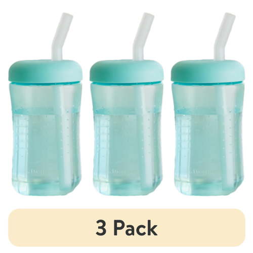 (3 pack) The First Years Squeeze & Sip Toddler Straw Cups - Squeezable Transition Sippy Cup with Silicone Straw - Toddler Feeding Supplies - 7 Oz - 1 Pack - Ages 6 Months and Up