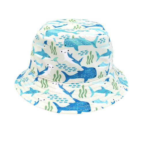 Shark Friends and Ocean Blue Reversible Bucket Hat