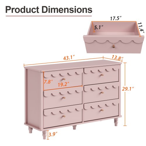 Whimsical Cloud Dresser with 6 Drawers Cute Kids Bedroom Storage