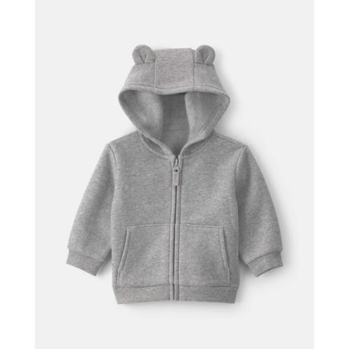 Baby Boy Bear Fleece Zip-Up Hoodie - Grey | Carter's