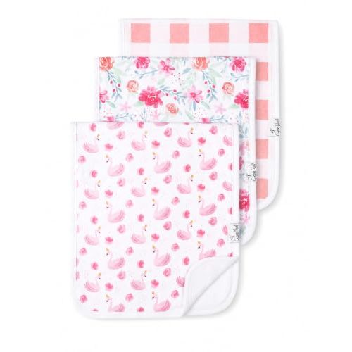 Copper Pearl Premium Baby Burp Cloths - 3-Pack Large Cotton Burp Cloths, Extra Soft Spit Up Rags with 3 Absorbent Layers, Perfect for Baby Girl Gifts (21" x 10" Size, June Set)