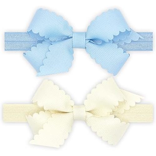 Wee Ones Girls Scallop Bows With Bands (MINI)
