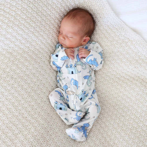 Dragon Adventure Zipper Footie | Blue