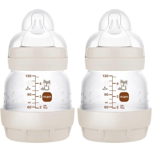 MAM Easy Start Anti-Colic Baby Bottles, Extra Slow Flow, Breastfeeding-Like Silicone Nipple Bottle, Reduces Colic, Gas, & Reflux, Easy-to-Clean, BPA-Free, Vented Baby Bottles for Newborns, 0-3 Months