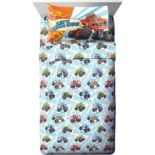 Jay Franco Kids Sheet Set with Fitted, Flat Sheets & Pillow Cover - Ultra-Soft Bedding with Pillowcase for Room Decor, Multi - Blaze, 3 Piece Toddler