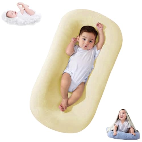 Baby Lounger Bionic Organic Lounger Soft Breathable Baby Lounger for Newborn Infant Babies 0-18 Months (Yellow, OneSize)