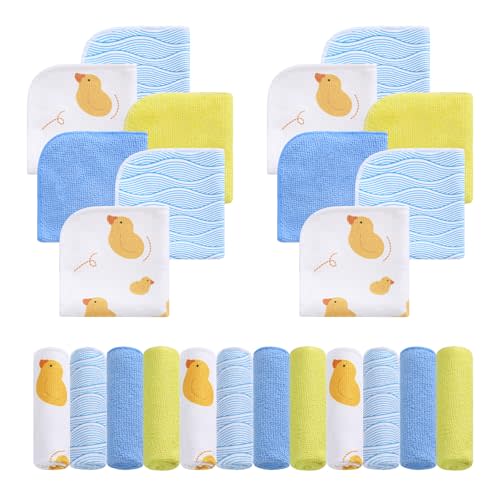 Viviland Baby Washcloths 24 Pack, Toddler Wash Cloths for Bath, Super Soft & Absorbent Bath Towel for Newborn and Infants, Baby Towels Care for Baby's Sensitive Skin