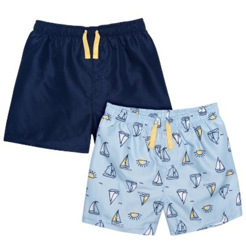 Gerber Baby and Toddler Boys' Swim Trunks - Sailboats - 3-6 Months - 2-Pack