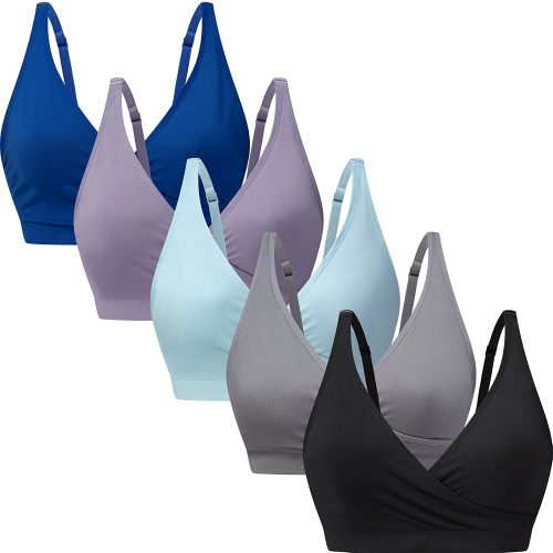 Suekaphin 5pack Nursing Bra Maternity Bra Breastfeeding Sleeping/Sleep Bra Pregnancy Women's Wirefree Bralette Upgraded