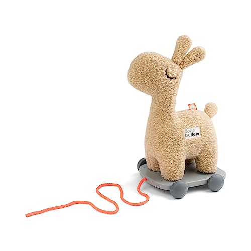Done by Deer 2-in-1 Lalee Sand Pull Along Toy - Soft Silicone Wheels, Magnetic Feet, and Cuddly Teddybear Fabric for Kids Learning to Walk and Develop Motor Skills