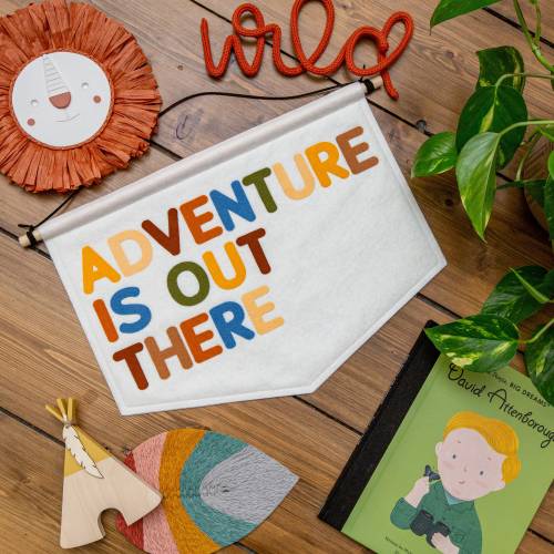 Adventure Is Out There Nursery Wall Banner Flag. Felt Hanging Decor