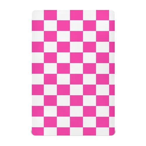 Checkerboard Pink Crib Sheets for Boys Girls Pack and Play Sheets Breathable Mini Fitted Baby Sheet for Standard Crib and Toddler Mattresses Baby Girl Boy, 52x28IN