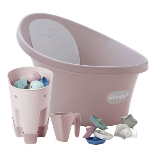 Shnuggle Newborn Bundle: Baby Bath & Accessories Bundle - 5-Piece Set | Cozy Support, Easy Cleanup & Sensory Fun Blossom
