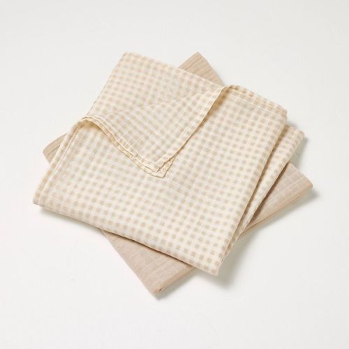 2pk Gingham and Beige Swaddle Set - Hearth & Hand™ with Magnolia