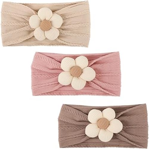 AQOKKA Baby Flower Headbands Nylon Baby Girl Headbands Soft Handmade Hairbands Toddler Hair Accessories for Girls Baby Newborn Infant Kids