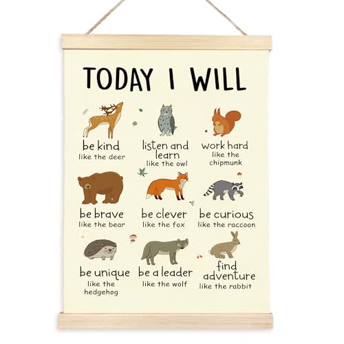 CGBHW Positive Affirmations Poster Hanger Frame 12x16 for Kids, Inspirational Mental Health Forest Animals Posters Wall Art Hanging Decor for Counselling Therapy Office Classroom Nursery