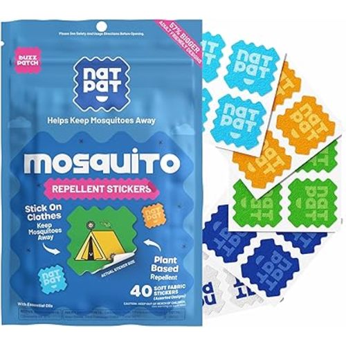 NATPAT BuzzPatch Mosquito Patches for Adults - Plant-Based Mosquito Patches, Non Toxic - The Original All Natural Citronella Essential Oil Insect Patch(40 Pack)