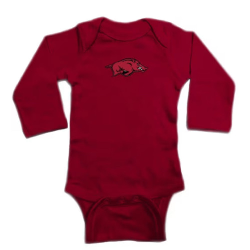 Arkansas Razorbacks Baby CARDINAL Primary Logo Long Sleeve Romper - 10190865