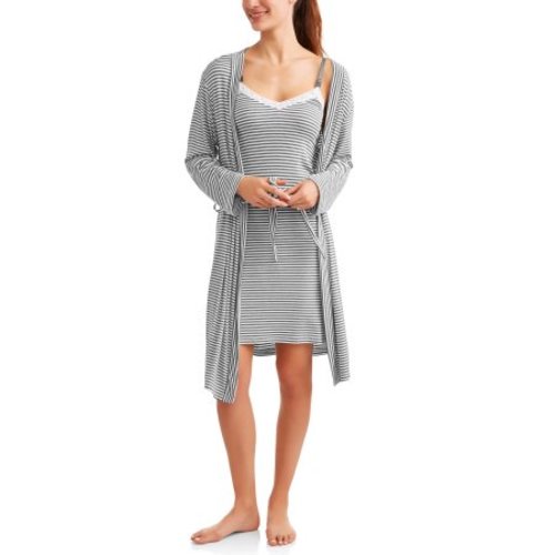 Nurture by Lamaze Maternity 2-Piece Nursing Chemise and Robe Set -- Available in Plus Sizes - Obsidian Heather