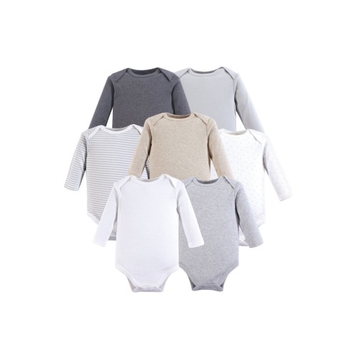 Cotton Long-Sleeve Bodysuits 7-Pack, 3-6M