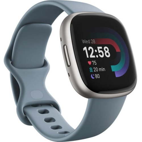 Fitbit Versa 4 Fitness Smartwatch with Daily Readiness, GPS, 24/7 Heart Rate, 40+ Exercise Modes, Sleep Tracking and more. Fitbit Versa 4 in Waterfall Blue / Platinum Aluminum.