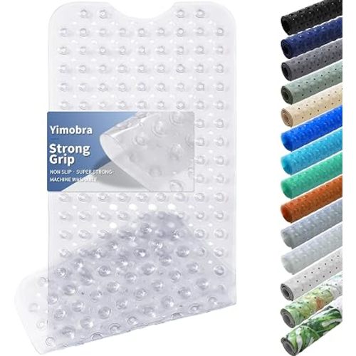 Yimobra Non Slip Bath Mat for Tub 40x16, Extra Long Bath Tub Mat, Clear