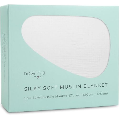 Natemia Muslin Baby Blanket - Ultra Soft, Breathable Baby Blankets for Girls and Boys - Newborn Essentials- Multi-Purpose Stroller Cover, Play Mat, XL Swaddle - Cotton Rayon Blend- 47" x 47"