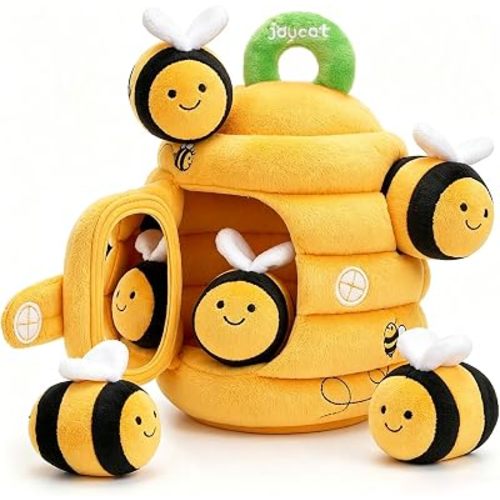 JoyCat Sensory Beehive Toy with 5 Bees for Babies 6-12 Months, Shower Gift