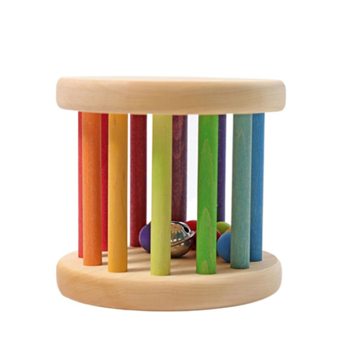 Wooden rainbow rolling wheel
