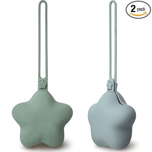 Moonkie Silicone Pacifier Holder Case, Cute Portable Pacifier Storage Case, 2 Pack