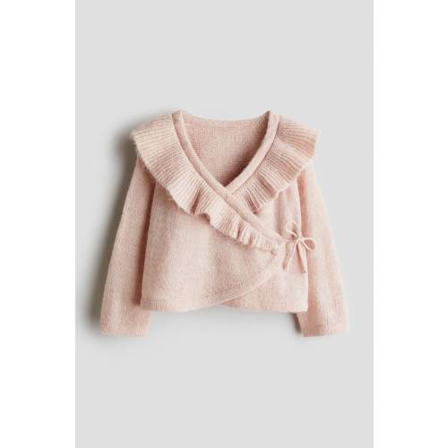 RUFFLE-TRIMMED WRAPOVER CARDIGAN