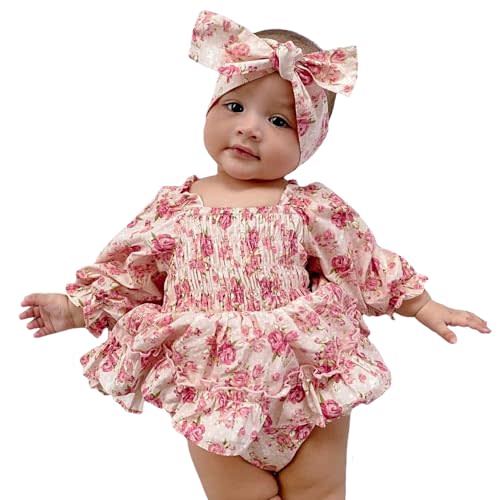 Aoswep Newborn Infant Baby Girl Clothes Rompers Summer Jumpsuits Bodysuit+Headband Short Sleeve Playsuits
