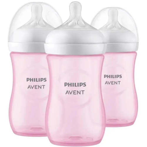 Avent - 3Pk Natural Baby Bottle With Natural Response Nipple, Pink, 9Oz