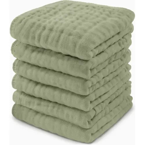 Comfycubs 100% Muslin Cotton Baby Washcloths Sage