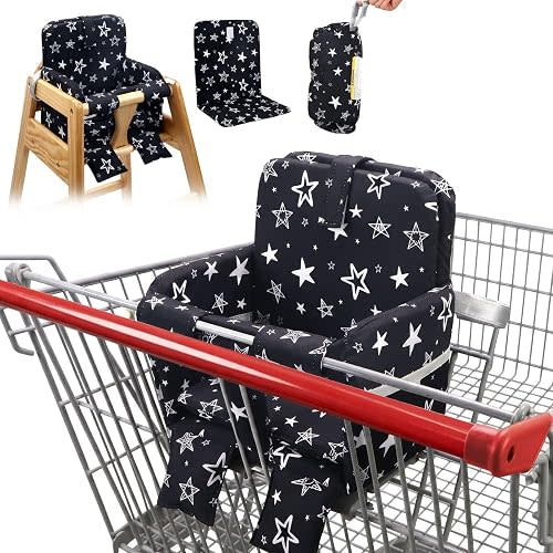 Padded Shopping Cart Seat Cover for Baby, Black Star