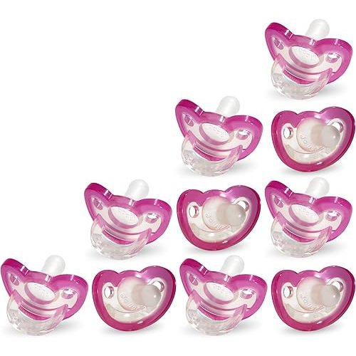 RaZbaby Jollypop Pacifier for Newborns & Up, USA Made, Natural Shaped Orthodontic Binky, Lovingly Shared in NICUs & Hospitals Worldwide, Medical-Grade 100% BPA-Free - 0-3 Months, 10 Pack - Pink