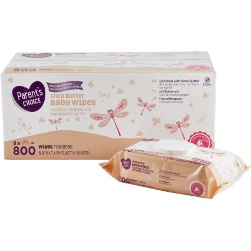 Parent's Choice Shea Butter Baby Wipes, 8 packs of 100 (800 count)