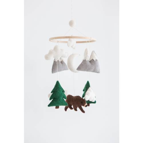 Bear and Montain mobile / Woodland crib Mobile / Woodland nursery mobile / natural nursery mobile / baby animal mobile