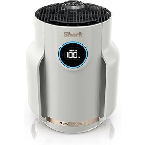 Shark Air Purifier for Home, NeverChange Compact Pro, for Bedroom, Nursery, Home Office, Dorm, HEPA-Exceeding Filter, Captures Pollutants, Pet Dander, Dust, Odor, Smoke, and More, HP072, Dove