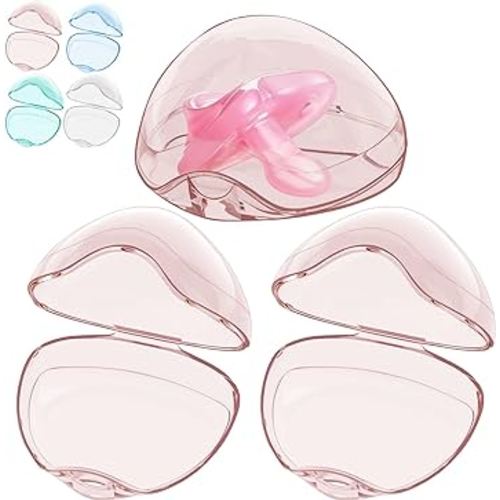 Smlpuame Pacifier Case,3 Pack BPA Free Pacifier Holder Case,Transparent Container Box for Baby Binky（Not Included),Essential Pacifier Accessories,Alway Keep Paci Clean,Easy to Clean(Pink)