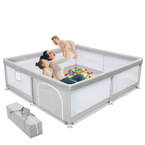 TEAYINGDE Baby Playpen Large Play Yard Fence for Toddlers, 79"x71" Gray