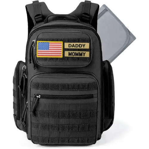 MIRACOL Outdoor Military Diaper Bag: Tactical Style Baby Backpack with Insulated Pockets & Changing Pad - Hiking Camping Essentials for Active Dads